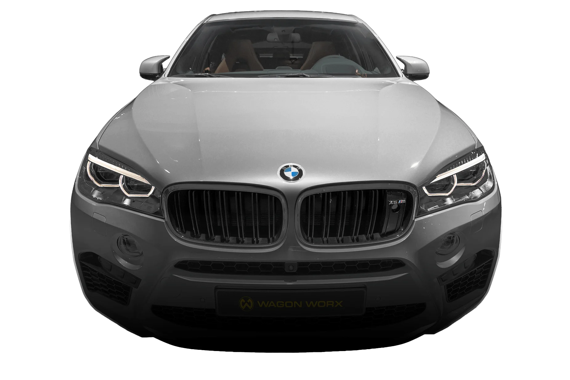 Silver BMW SUV, front view