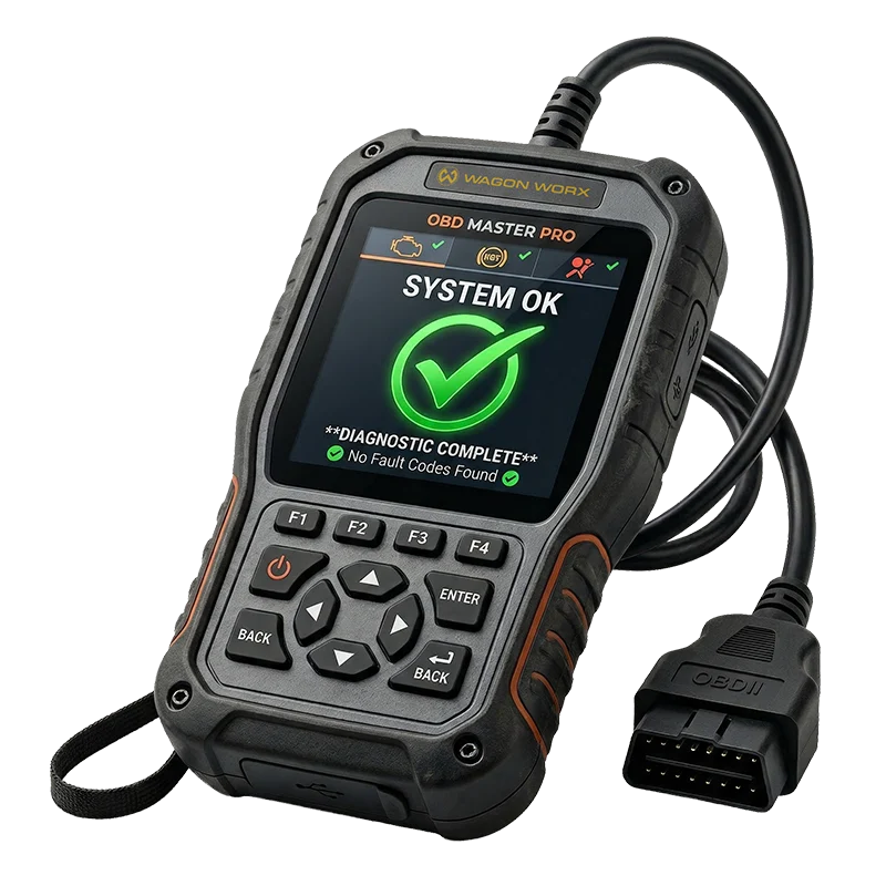 OBD2 scan tool showing System OK after a verified repair